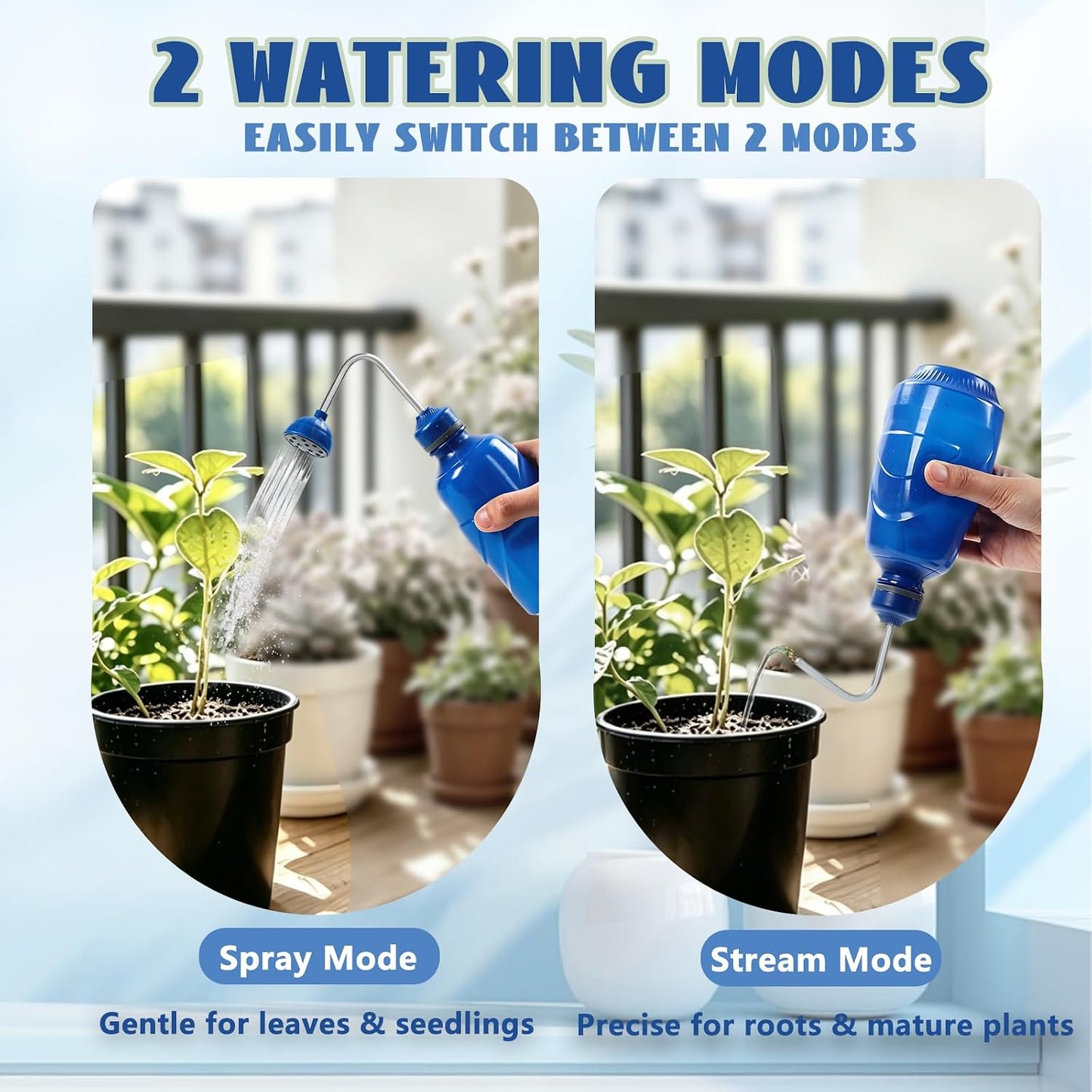 450ML Small Watering Can, 2 in 1 Spray Head for Indoor Plants, Green