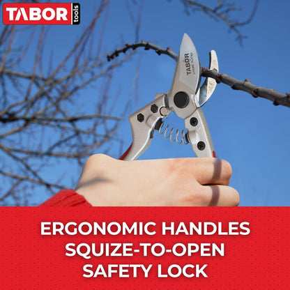 S821A Bypass Pruning Shears for Small to Medium Hands, Chrome Plated Blades with 3/4 Inch Cut Capacity, Professional Hand Pruner, Garden Secateurs & Clippers with Safety Lock