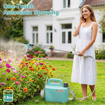 Battery Powered Garden Sprayer 1.8 Gallon, Lightweight Electric Weed Sprayer with Telescopic Wand & Adjustable Nozzles, Portable Yard Sprayer for Plant Watering, Lawn Care, Fertilizing (1.8gal)