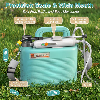 Battery Powered Garden Sprayer 1.8 Gallon, Lightweight Electric Weed Sprayer with Telescopic Wand & Adjustable Nozzles, Portable Yard Sprayer for Plant Watering, Lawn Care, Fertilizing (1.8gal)