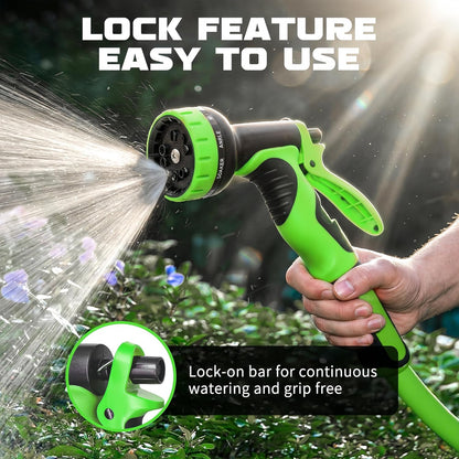 Garden Hose Nozzle with 10 Spray Patterns – Hose Sprayer Nozzle for Car Washing, Pet Bathing & Lawn Care with Lock Feature & Comfort Grip – Fits All 3/4" Standard Hoses Thread