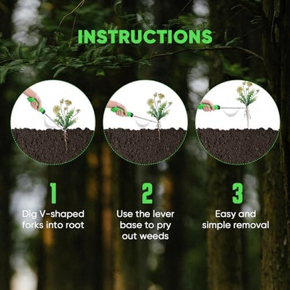Weed Puller + Hand Weeder - Bundle Stand Up Weed Puller & Hand Weeder Tool for The Easiest & Most Effective Weed Removal