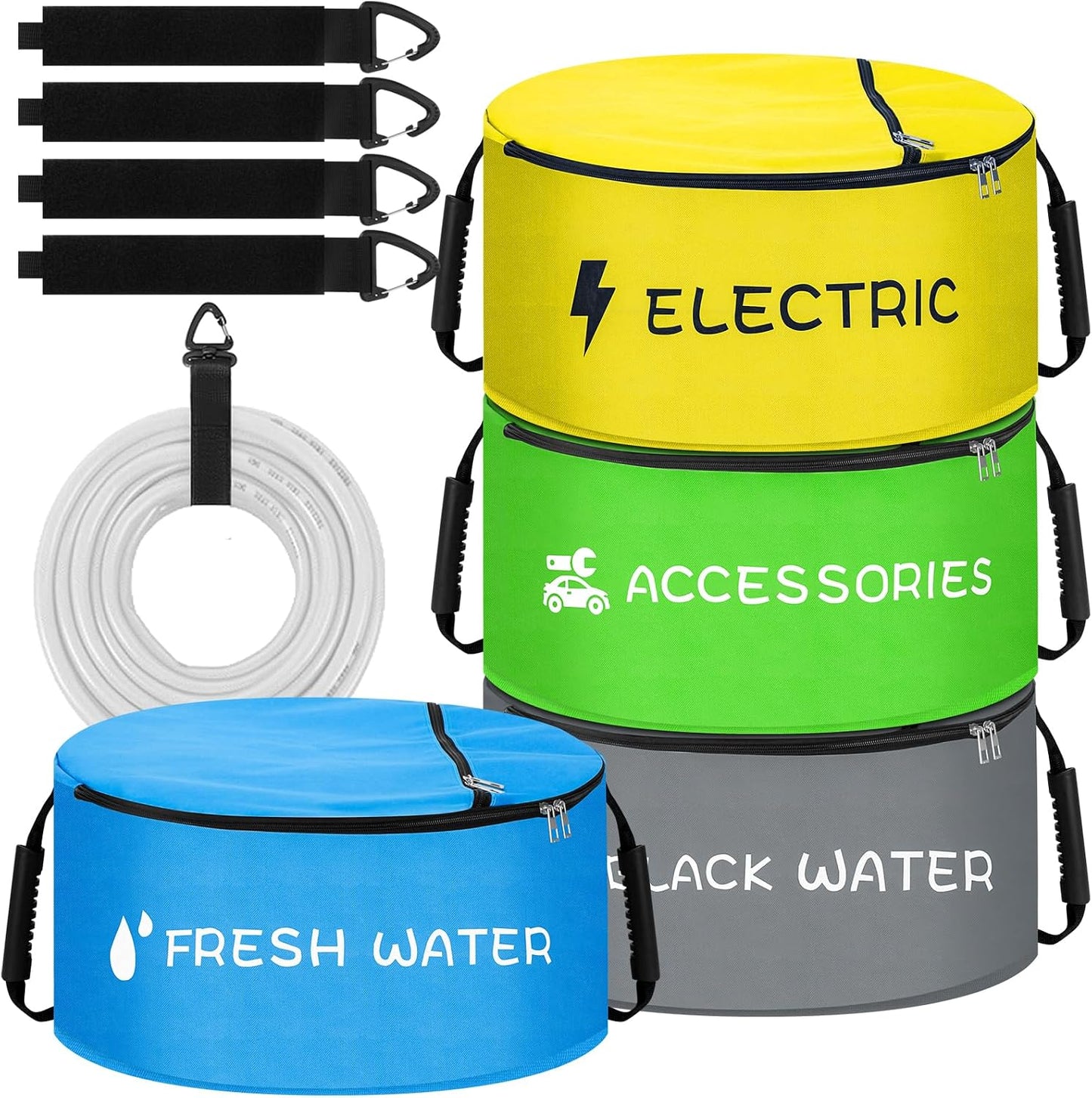 RV Hose Storage Bags 4-Pack - RV Sewer Hose Storage with Straps