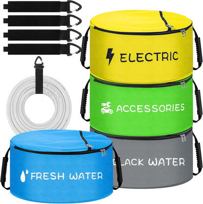 RV Hose Storage Bags 4-Pack - RV Sewer Hose Storage with Straps