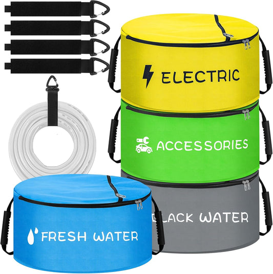 RV Hose Storage Bags 4-Pack - RV Sewer Hose Storage with Straps