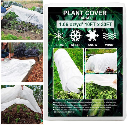 Plant Covers Freeze Protection, 10ft×33ft Reusable Rectangle Frost Protection Floating Row Cover Plant Blanket Garden Winterize Cover for Cold Weather Snow