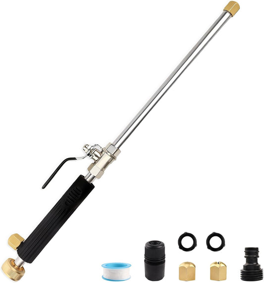 High Pressure Jet Hose Nozzle Attachment Wand, Black