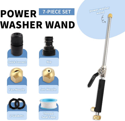 High Pressure Jet Hose Nozzle Attachment Wand, Black