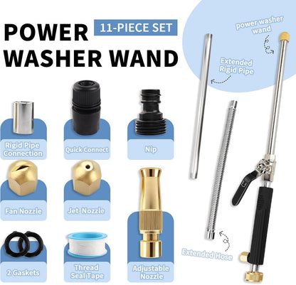 High Pressure Jet Hose Nozzle Attachment Wand, Black