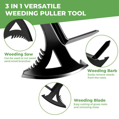 2 Crack Weeder Tool Set—5.1in Extended Metal Crevice Weeding Brush & Multi-Blade L-Shape Manganese Steel Weed Puller,Weeding Moss Remover Tool for Weeding