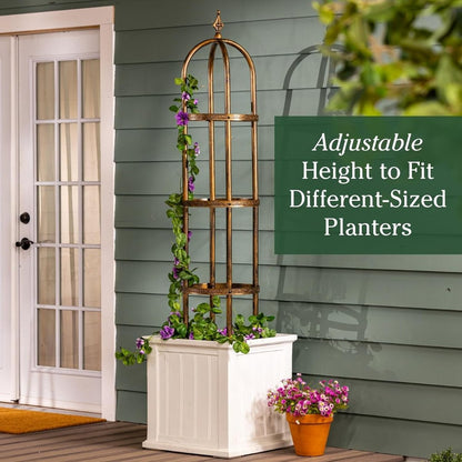 Evergreen 5 ft Garden Trellis for Climbing Plants Vines, Jasmine & Flowers, Rustproof Metal Obelisk Trellises, Outdoor & Indoor Plant Support for Potted Planters (Antique Copper)