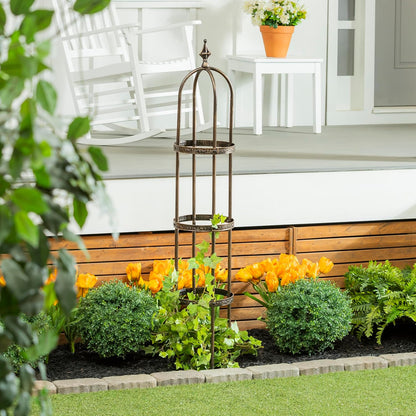 Evergreen 5 ft Garden Trellis for Climbing Plants Vines, Jasmine & Flowers, Rustproof Metal Obelisk Trellises, Outdoor & Indoor Plant Support for Potted Planters (Antique Copper)