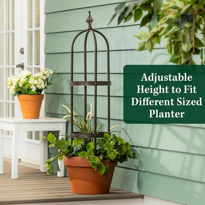 Evergreen 5 ft Garden Trellis for Climbing Plants Vines, Jasmine & Flowers, Rustproof Metal Obelisk Trellises, Outdoor & Indoor Plant Support for Potted Planters (Antique Copper)