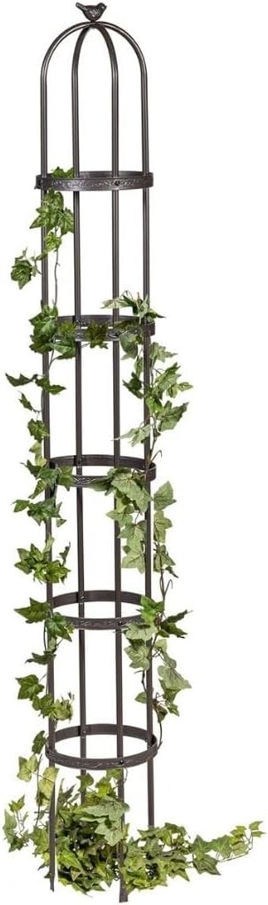 Evergreen 5 ft Garden Trellis for Climbing Plants Vines, Jasmine & Flowers, Rustproof Metal Obelisk Trellises, Outdoor & Indoor Plant Support for Potted Planters (Antique Copper)
