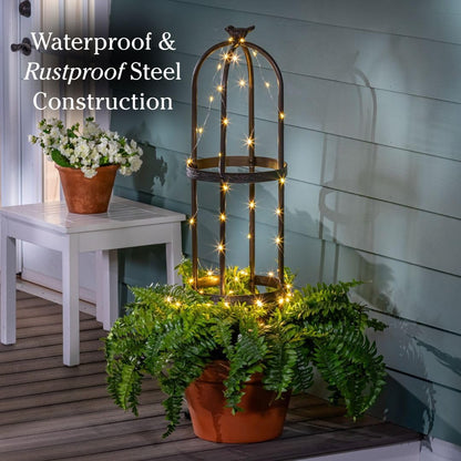 Evergreen 5 ft Garden Trellis for Climbing Plants Vines, Jasmine & Flowers, Rustproof Metal Obelisk Trellises, Outdoor & Indoor Plant Support for Potted Planters (Antique Copper)