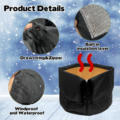 4 Pack Plant Winter Protection Pot with Drawstring and Zipper,17.7" x19.7"Plant Pot Covers,Flower Pot Protection Bag,Plant Covers Freeze Protection for Outdoor Winter Garden Fruit Trees Potted Shrubs