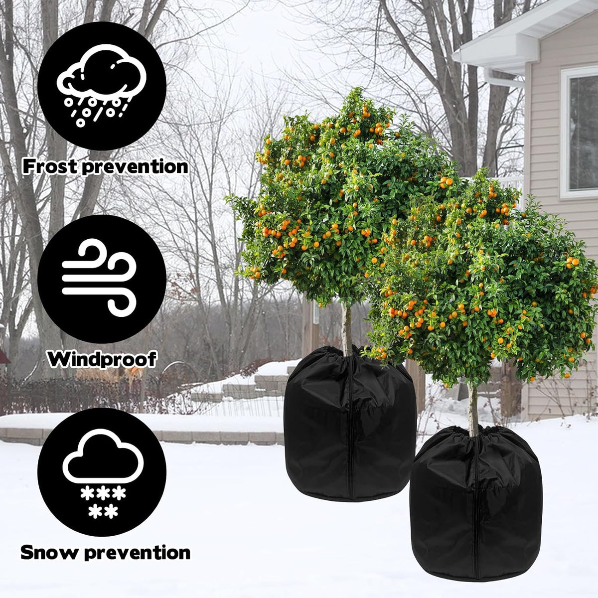 4 Pack Plant Winter Protection Pot with Drawstring and Zipper,17.7" x19.7"Plant Pot Covers,Flower Pot Protection Bag,Plant Covers Freeze Protection for Outdoor Winter Garden Fruit Trees Potted Shrubs