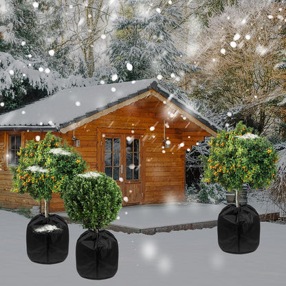 4 Pack Plant Winter Protection Pot with Drawstring and Zipper,17.7" x19.7"Plant Pot Covers,Flower Pot Protection Bag,Plant Covers Freeze Protection for Outdoor Winter Garden Fruit Trees Potted Shrubs