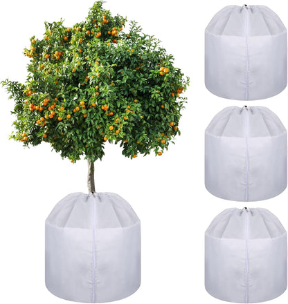 4 Pack Plant Winter Protection Pot with Drawstring and Zipper,17.7" x19.7"Plant Pot Covers,Flower Pot Protection Bag,Plant Covers Freeze Protection for Outdoor Winter Garden Fruit Trees Potted Shrubs