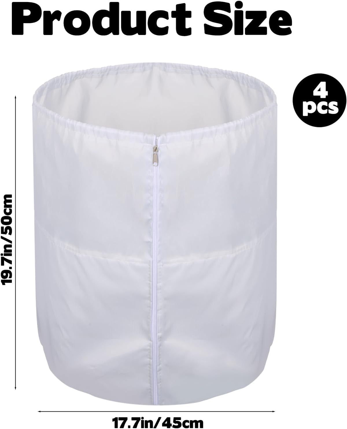 4 Pack Plant Winter Protection Pot with Drawstring and Zipper,17.7" x19.7"Plant Pot Covers,Flower Pot Protection Bag,Plant Covers Freeze Protection for Outdoor Winter Garden Fruit Trees Potted Shrubs