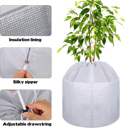 4 Pack Plant Winter Protection Pot with Drawstring and Zipper,17.7" x19.7"Plant Pot Covers,Flower Pot Protection Bag,Plant Covers Freeze Protection for Outdoor Winter Garden Fruit Trees Potted Shrubs