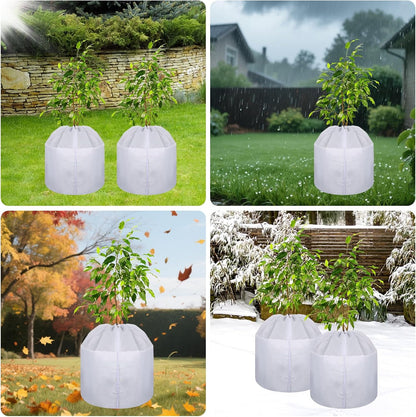 4 Pack Plant Winter Protection Pot with Drawstring and Zipper,17.7" x19.7"Plant Pot Covers,Flower Pot Protection Bag,Plant Covers Freeze Protection for Outdoor Winter Garden Fruit Trees Potted Shrubs