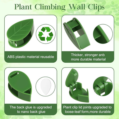120 Pcs Plant Wall Clips, Plant Climbing Wall Fixture Clips, Wall Vines Fixing Clips with 144 Adhesive Stickers, Self-Adhesive Plant Fixer for Vine Support and Indoor Outdoor Decoration