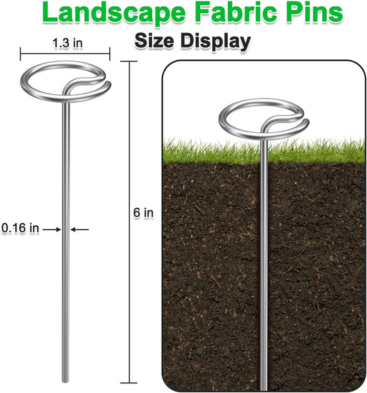 120 Pack 6 Inch 8 Gauge Landscape Staples – G-Shaped Heavy Duty Garden Stakes, 4.0mm Galvanized Ground Anchors, Sharp Beveled Tip for Weed Barrier Fabric, Erosion Control, Artificial Grass & Hard Soil