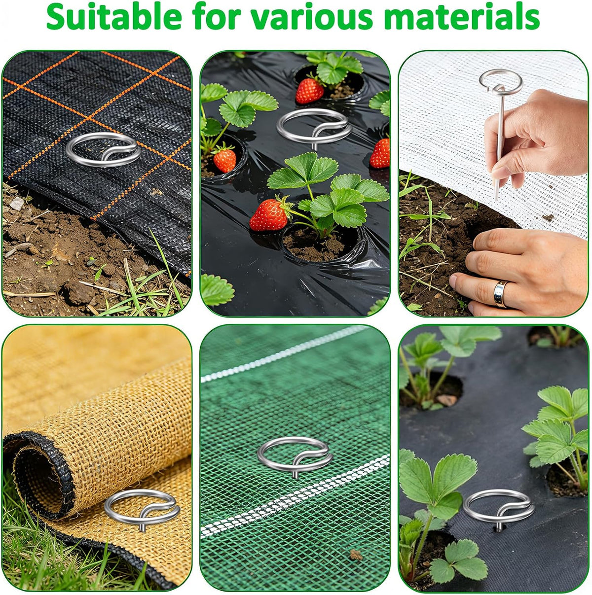 120 Pack 6 Inch 8 Gauge Landscape Staples – G-Shaped Heavy Duty Garden Stakes, 4.0mm Galvanized Ground Anchors, Sharp Beveled Tip for Weed Barrier Fabric, Erosion Control, Artificial Grass & Hard Soil