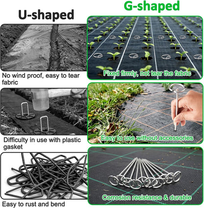 120 Pack 6 Inch 8 Gauge Landscape Staples – G-Shaped Heavy Duty Garden Stakes, 4.0mm Galvanized Ground Anchors, Sharp Beveled Tip for Weed Barrier Fabric, Erosion Control, Artificial Grass & Hard Soil