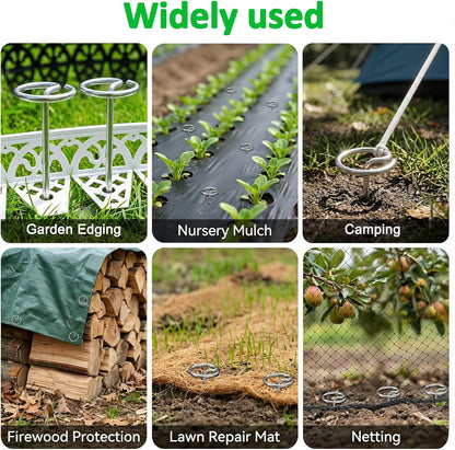 120 Pack 6 Inch 8 Gauge Landscape Staples – G-Shaped Heavy Duty Garden Stakes, 4.0mm Galvanized Ground Anchors, Sharp Beveled Tip for Weed Barrier Fabric, Erosion Control, Artificial Grass & Hard Soil