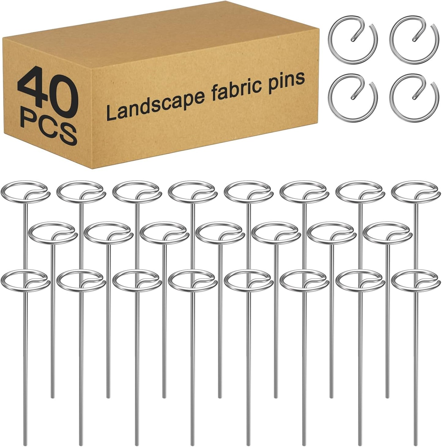 120 Pack 6 Inch 8 Gauge Landscape Staples – G-Shaped Heavy Duty Garden Stakes, 4.0mm Galvanized Ground Anchors, Sharp Beveled Tip for Weed Barrier Fabric, Erosion Control, Artificial Grass & Hard Soil