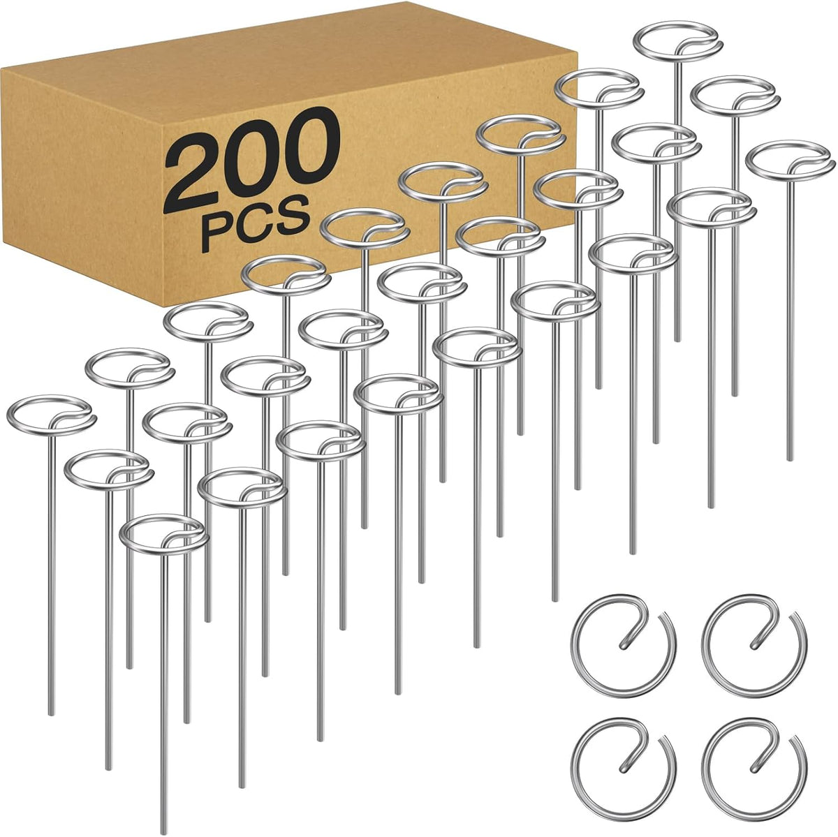 120 Pack 6 Inch 8 Gauge Landscape Staples – G-Shaped Heavy Duty Garden Stakes, 4.0mm Galvanized Ground Anchors, Sharp Beveled Tip for Weed Barrier Fabric, Erosion Control, Artificial Grass & Hard Soil