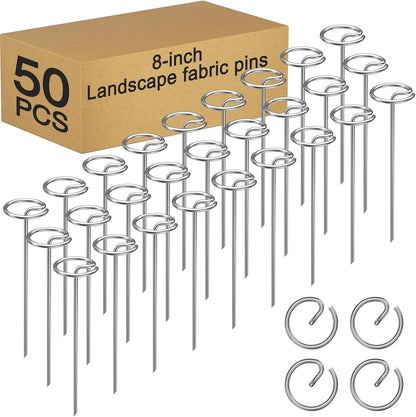 120 Pack 6 Inch 8 Gauge Landscape Staples – G-Shaped Heavy Duty Garden Stakes, 4.0mm Galvanized Ground Anchors, Sharp Beveled Tip for Weed Barrier Fabric, Erosion Control, Artificial Grass & Hard Soil