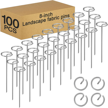 120 Pack 6 Inch 8 Gauge Landscape Staples – G-Shaped Heavy Duty Garden Stakes, 4.0mm Galvanized Ground Anchors, Sharp Beveled Tip for Weed Barrier Fabric, Erosion Control, Artificial Grass & Hard Soil