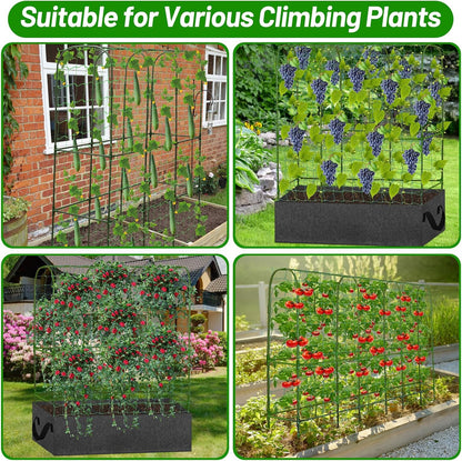 32 x 53 Inch Cucumber Trellis for Climbing Plants Outdoor A-Frame Garden Trellis for Raised Bed Detachable Sturdy Garden Plant Support Trellis for Small Plant Vegetable Flower Grape with Climbing Net