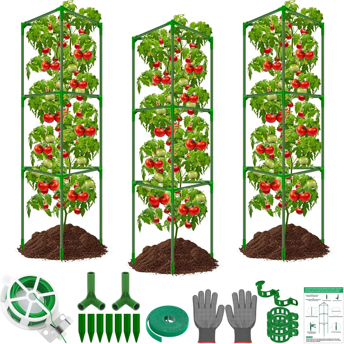 32 x 53 Inch Cucumber Trellis for Climbing Plants Outdoor A-Frame Garden Trellis for Raised Bed Detachable Sturdy Garden Plant Support Trellis for Small Plant Vegetable Flower Grape with Climbing Net