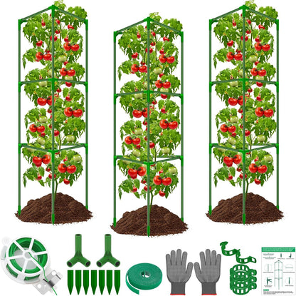 32 x 53 Inch Cucumber Trellis for Climbing Plants Outdoor A-Frame Garden Trellis for Raised Bed Detachable Sturdy Garden Plant Support Trellis for Small Plant Vegetable Flower Grape with Climbing Net