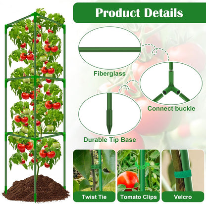 32 x 53 Inch Cucumber Trellis for Climbing Plants Outdoor A-Frame Garden Trellis for Raised Bed Detachable Sturdy Garden Plant Support Trellis for Small Plant Vegetable Flower Grape with Climbing Net