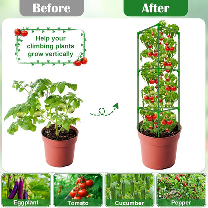 32 x 53 Inch Cucumber Trellis for Climbing Plants Outdoor A-Frame Garden Trellis for Raised Bed Detachable Sturdy Garden Plant Support Trellis for Small Plant Vegetable Flower Grape with Climbing Net
