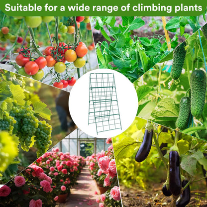 32 x 53 Inch Cucumber Trellis for Climbing Plants Outdoor A-Frame Garden Trellis for Raised Bed Detachable Sturdy Garden Plant Support Trellis for Small Plant Vegetable Flower Grape with Climbing Net