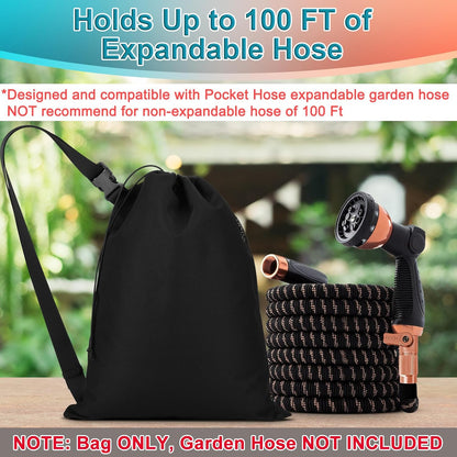 Expandable Garden Hose Storage Bag Heavy Duty Water Hose Organizer Portable Extension Hose Holder Carrying Case with Drawstring Closure, Carry Bag Only (Hose Not Included)