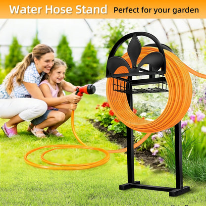 Garden Hose Holder, Water Hose Holders Stand Holds 160-Feet Freestanding Hose Reel Storage Hanger Rack for Outside Yard Lawn Farm
