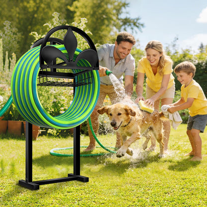 Garden Hose Holder, Water Hose Holders Stand Holds 160-Feet Freestanding Hose Reel Storage Hanger Rack for Outside Yard Lawn Farm