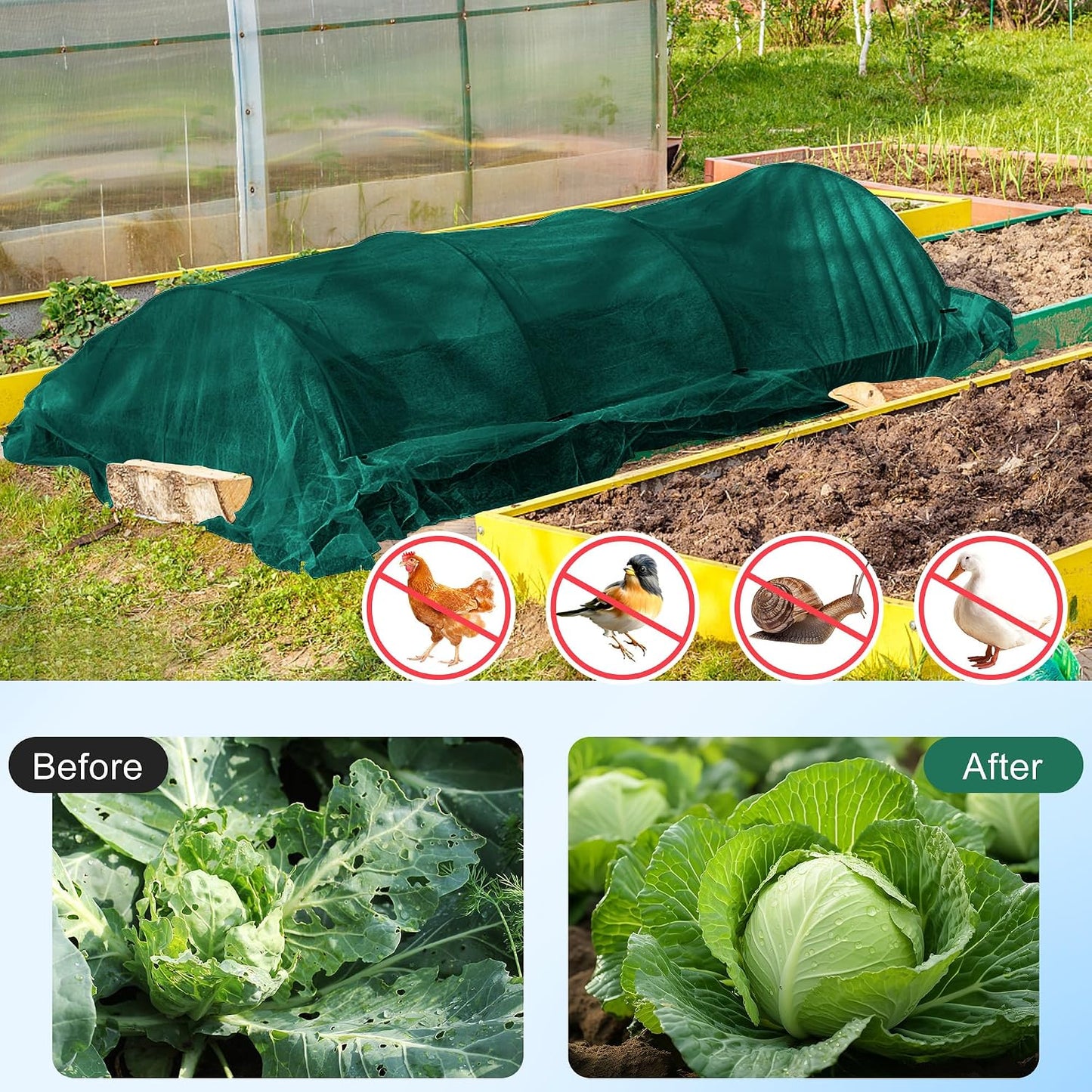 Winter Plant Covers Freeze Protection -Warm Rectangle Plant Protection Cover, Frost Cloth Blanket Protecting Fruit Tree Potted Plants from Freezing Animals Eating (13 x 6.5 Feet)
