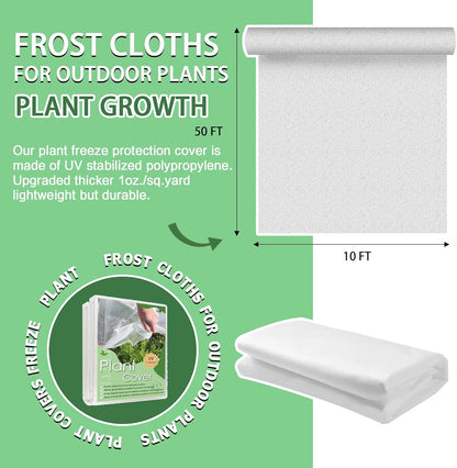 Plant Covers Freeze Protection,10x50FT Frost Cloth Row Covers