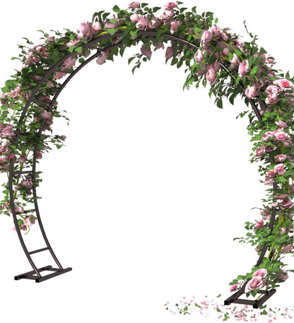 Metal Arch Backdrop Stand 8Ft Wide 7Ft High, Wedding Arch Frame for Wedding Decorations, Balloon Arch Stand with Base for Ceremony, Outdoor Garden Arch Trellis for Climbing Plants, Black