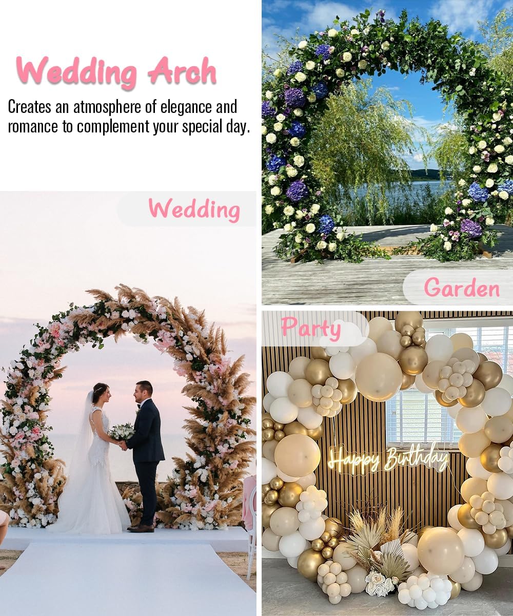 Metal Arch Backdrop Stand 8Ft Wide 7Ft High, Wedding Arch Frame for Wedding Decorations, Balloon Arch Stand with Base for Ceremony, Outdoor Garden Arch Trellis for Climbing Plants, Black