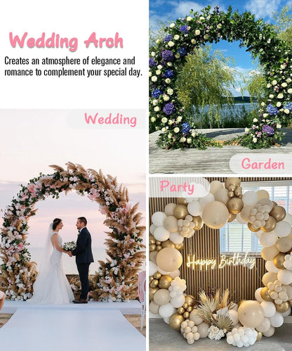 Metal Arch Backdrop Stand 8Ft Wide 7Ft High, Wedding Arch Frame for Wedding Decorations, Balloon Arch Stand with Base for Ceremony, Outdoor Garden Arch Trellis for Climbing Plants, Black