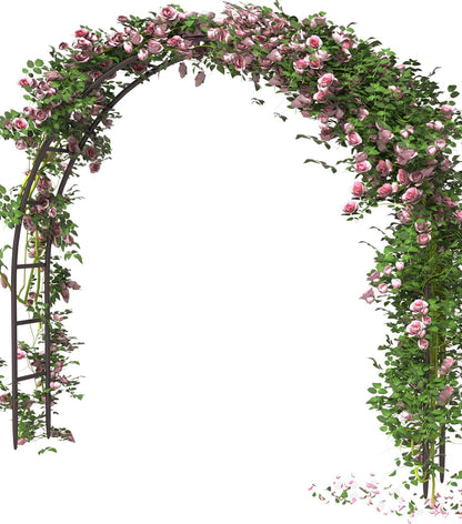 Metal Arch Backdrop Stand 8Ft Wide 7Ft High, Wedding Arch Frame for Wedding Decorations, Balloon Arch Stand with Base for Ceremony, Outdoor Garden Arch Trellis for Climbing Plants, Black
